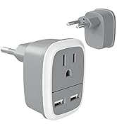 Bates- European Travel Plug Adapter, Adapter with USB, European Plug Adapter, US to Europe Plug A...