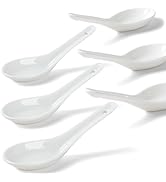 Soup Spoons Set of 6, Asian Ceramic Soup Spoons 5.3" Ramen Spoons Proper for Corelle Pho Miso Won...