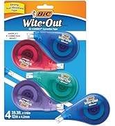 BIC Wite-Out EZ Correct Correction Tape, White, No Dry Time, Tear Resistant Tape, 4-Count