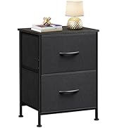 WLIVE Black Nightstand, Small Dresser for Bedroom with 2 Fabric Drawer, Bed Side Table with Drawe...