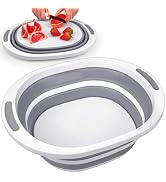 Collapsible Wash Basin, 7.5L Dish Tub Sink Basin Folding Dish Pans for Kitchen Sink, 2-in-1 Dishp...