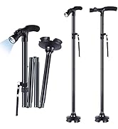 Walking Cane for Men Women: Ohuhu Walking Canes with LED Light Folding Walking Stick Adjustable F...