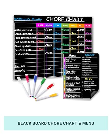 BLACK BOARD CHORE CHART AND MENU FOR KIDS AND ADULTS