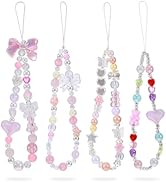 Xyulaan Pink Beaded Phone Wrist Straps, Cute Y2K Phone Charms Camera Charm Strap, Lanyard Keychai...