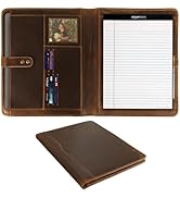 Leather Portfolio Organizer Folio Padfolio Binder Folder for Men Women Business Notebook Cover Re...