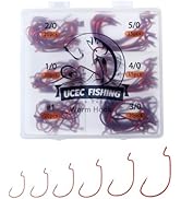 UCEC Fishing Hooks, 140PCS/ 100PCS/ 60PCS EWG Offset Worm Hooks Bass Hooks Wide Gap 2X Strong Sen...