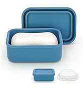AIDIMMING Leak Proof Silicone Travel Soap Case with Draining Layer, Compact Portable Soap Contain...