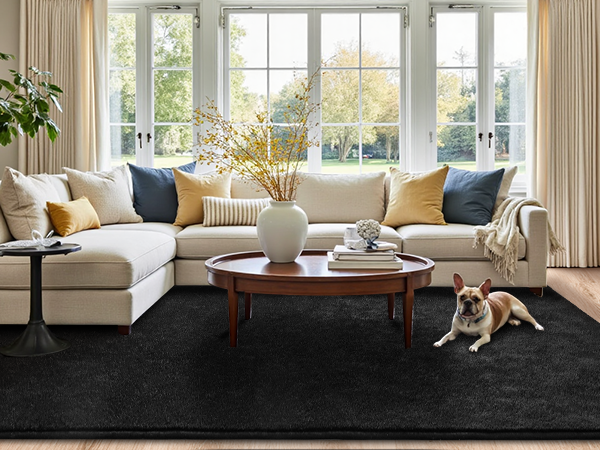 6x9 Washable Area Rugs for Bedroom Living Room Classroom Soft Memory Foam Rug for Kids Carpet Black