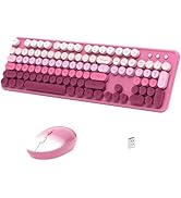 Links9+ Colorful Wireless Keyboard and Mouse, Full Size Gradient Keyboard with Optical Mouse, 2.4...