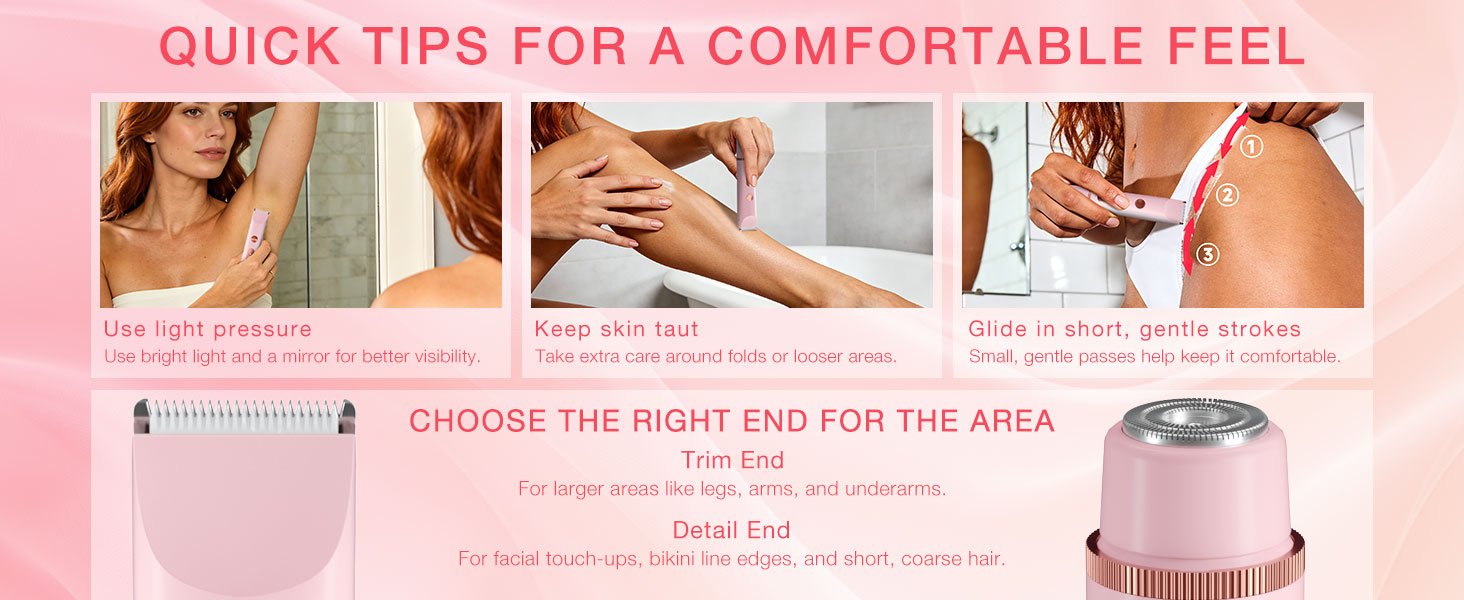 Bikini Trimmer for Women Dual Heads,Gentle Electric Razor Bikini Line,Underarms,Legs,Facial USB-C