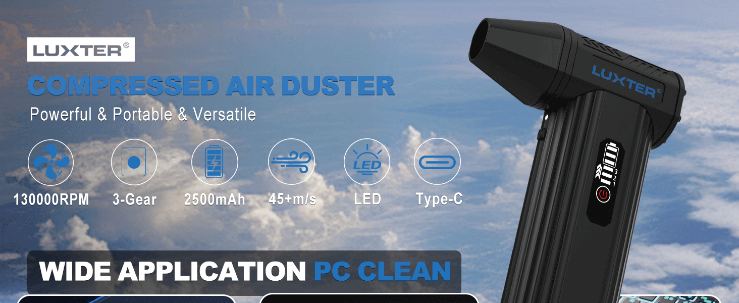 compressed air duster for cleaning PC, computer, keyboard, electric air blower duster