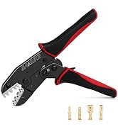 Sanuke Crimping Tool for Non-Insulated Open Barrel Terminals &amp; Receptacles, AWG 20-10 Ratcheting ...