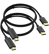 Thin DisplayPort to HDMI Cable 3ft, 2-Pack Display Port DP to HDMI Cable Adapter Male Cord, Gold-...