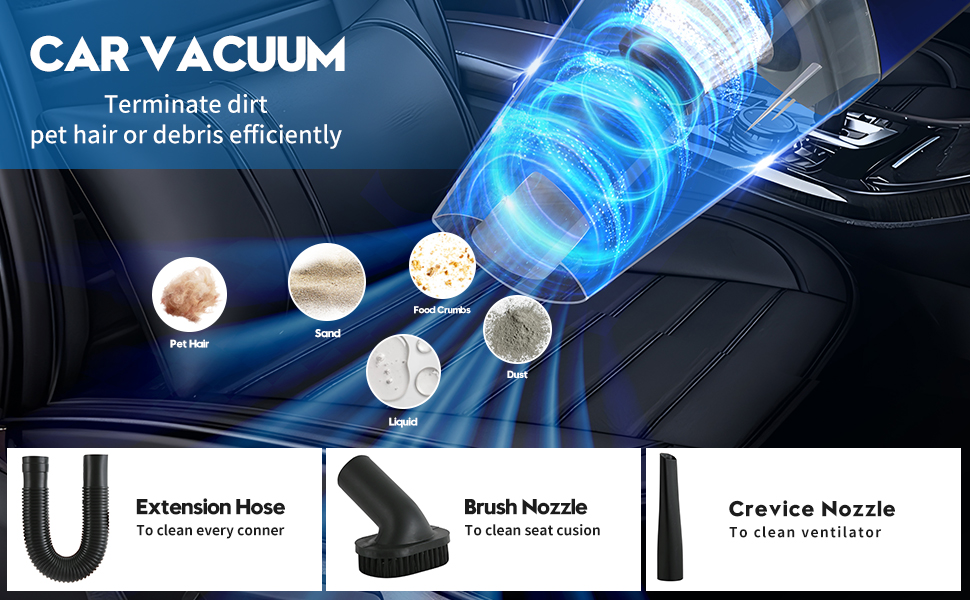 Car cleaning kit with vacuum