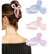 4.3" Acrylic Bow Hair Clips for Women Cute Bow Claw Clip 3PCS Large Hair Claw Clips for Thick or ...