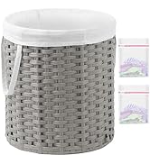 SETVSON Laundry Hamper Round Laundry Basket 26.5 Gal (100L) Rattan Laundry Hamper, Handwoven Wick...