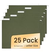 SUNEE Hanging File Folders, 25 Pack Reinforced Hang Folders Letter Size, Adjustable 1/5-Cut Tabs,...