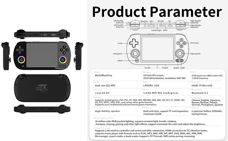 RG40XX H Portable Gaming Console