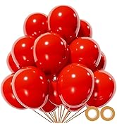 Red Balloon 110pcs, Red Latex Balloons12 inch for Birthday Valentine's Day Wedding(with 2 Ribbons).