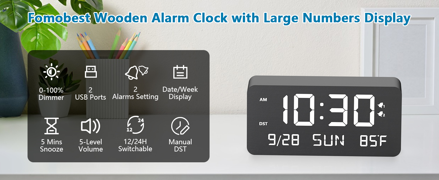 wooden digital clock