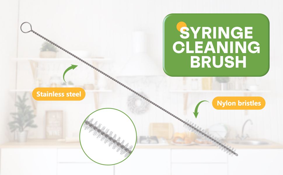 Syringe cleaning brush