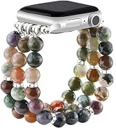 JR.DM Natural Stone Beaded-Bands Women Compatible with Apple Watch Series 11 10 9 8 7 6 5 4 SE 3 ...