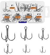 UCEC Fishing Hooks Treble Hooks Kit for Saltwater Freshwater, High Carbon Steel Strong Sharp Roun...