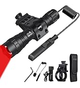 DARKBEAM Red Light Flashlight Tactical LED USB Rechargeable Zoom Flood/Spot Light Kit, Portable M...