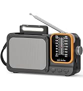 Tendak AM FM Radio with Best Reception, Portable Bluetooth Transistor Radios with LED Light/TF Ca...