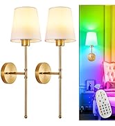 Depuley Battery Operated Wall Sconce: Set of 2 Wireless Wall Lights with 10000mAh Dimmable Bulbs ...
