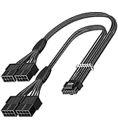 Fasgear PCI-e 5.0 Extension Cable: 16Pin(12+4) Male to PCIE 5.0 4x8(6+2) Pin Female Sleeved Exten...
