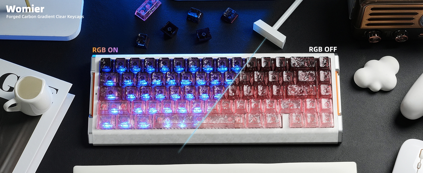 Clear Keycaps, Translucent Keycaps Set Keyboard Caps Cherry Profile,Custom Shine through Keycaps