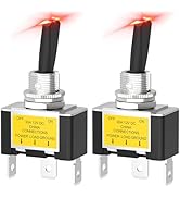 Toggle Switch, Malictele ON/Off 3Pin 12V 30A SPST Heavy Duty Toggle Switch with Red LED Lighted f...
