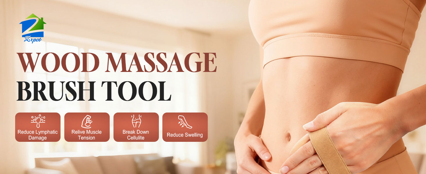 2 PCS Meridian Massage Brushes, Wood Therapy Massage for Belly Cellulite Pressure Brushes