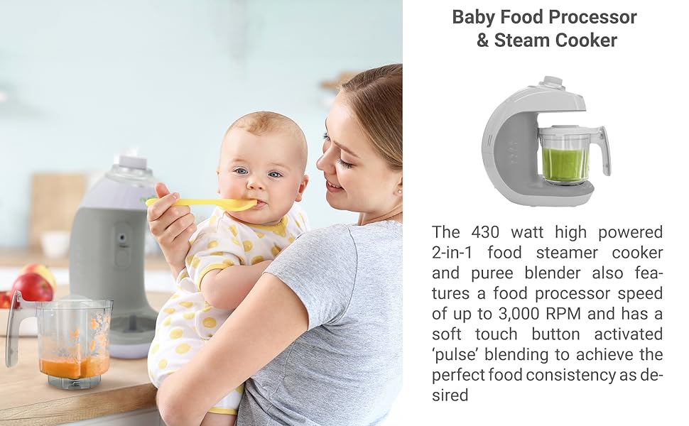 NutriChef Baby Food Maker - 2-in-1 Steam Cooker &amp;amp;Puree Blender Adjustable Steam Timer