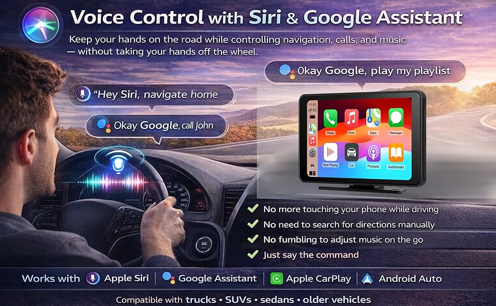 Siri,Googlevoice,handfree,pantalla para carros con bluetooth