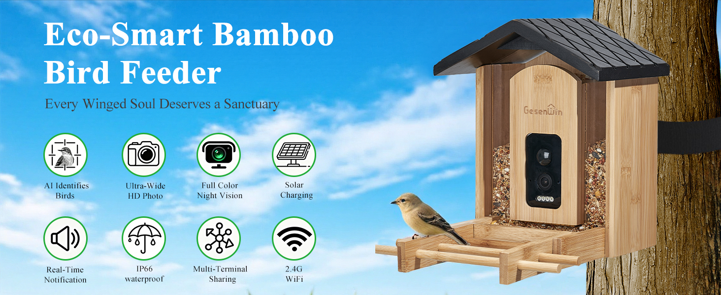 bamboo smart bird feeder