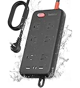 Iwister IPX6 Outdoor Power Strip Weatherproof,6AC&amp;4USB,6FT,1625W/13A Outdoor Extension Cord with ...