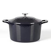 Martha Stewart Gatwick 7 QT Enamel Cast Iron Dutch Oven – Navy Blue, Heavy-Duty Durable Dutch Ove...