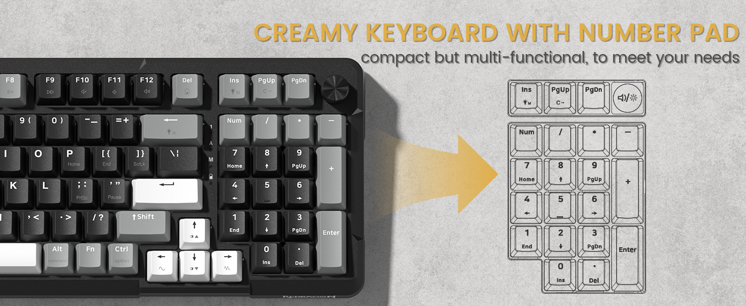 creamy keyboard with number pad