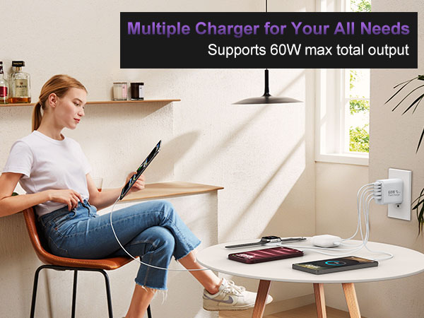 usb c wall fast charger block cube plug power adapter type c charging brick multiple phone box