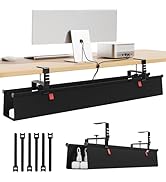Litwaro Under Desk Cable Management Tray No Drill, 36" Cord Organizer with Clamp for Standing Des...
