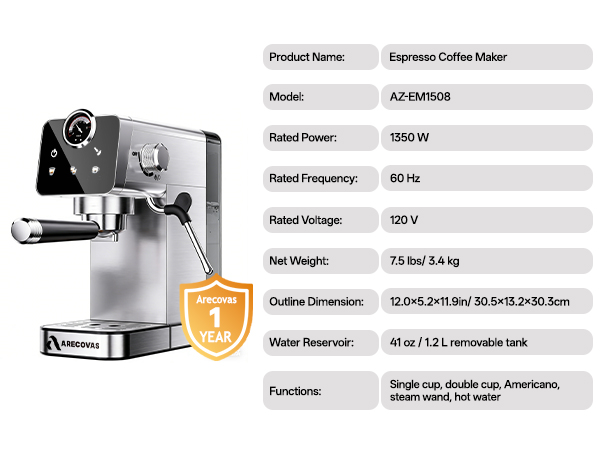 Espresso Coffee Machine 20 Bar for Home Office
