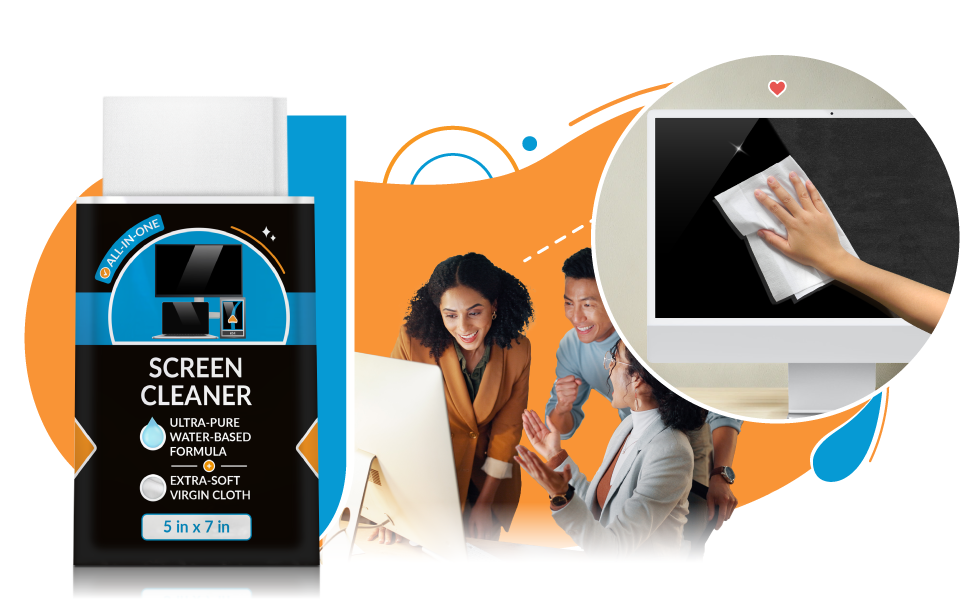 Laptop and Monitor Cleaner. All-In-One. Ultra-pure, water-based formula with extra-soft cloth.