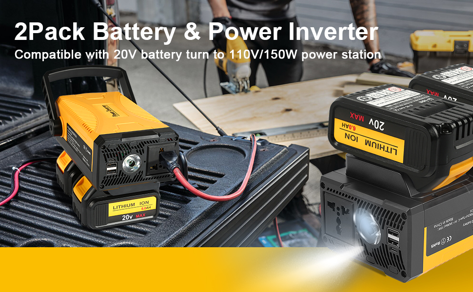 2 pack battery and power inverter