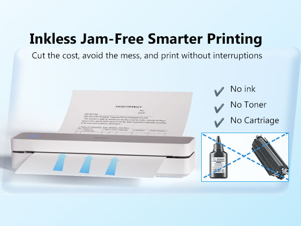 Inkless Portable Printer, Wireless Thermal Printer for Travel