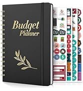 SKYDUE PU Budget Planner, A5 Budget Book, Monthly Bill Organizer with Pockets &amp; 4Pcs Stickers, 12...