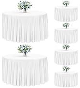 Fixwal White Round Tablecloth for 20-40'' Tables, 6 Pack Round Table Cloth Polyester Fabric Washa...
