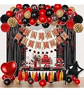 Red and Black Cheetah Birthday Party Decorations, Black Red Cherry Leopard Print Balloons Happy B...