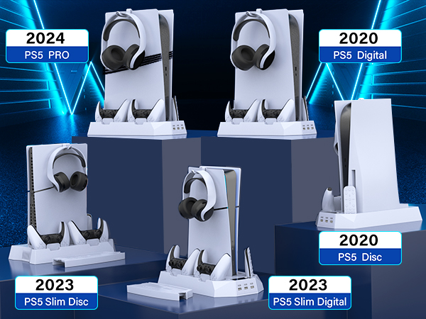 ps5 slim cooling stand with controller charging station and cooling fan